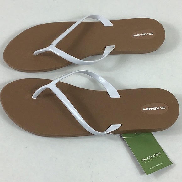 Okabashi ‎Shoreline Flip Flops Size 11 Toffee White - Picture 3 of 5